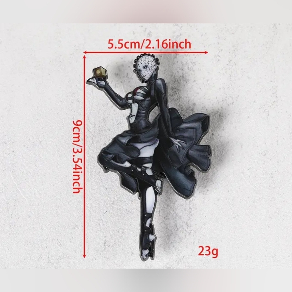 Black and White Enamel Pin - Mrs. Pinhead - Picture 2 of 2
